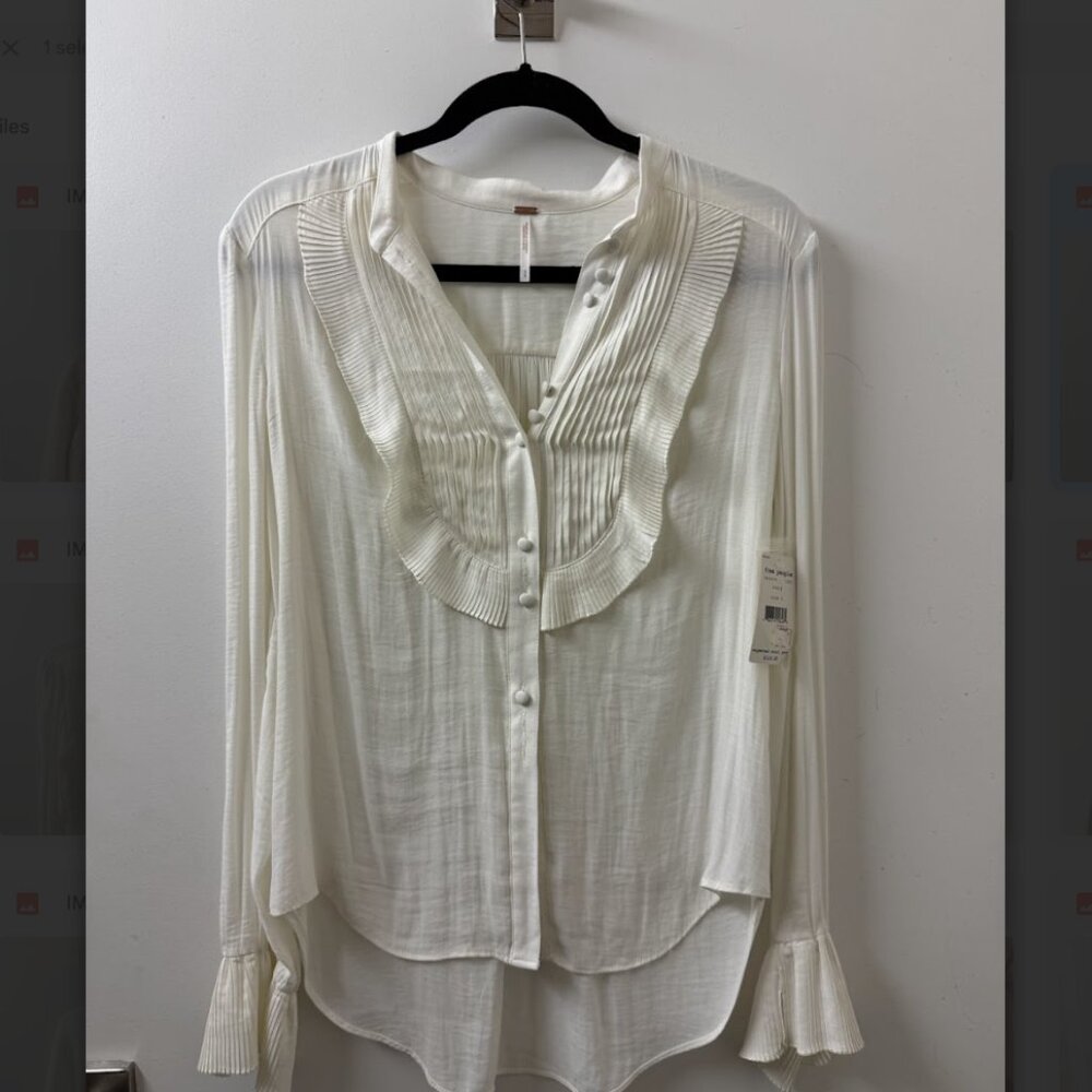 Free People Pleated Detail Blouse Women's Small